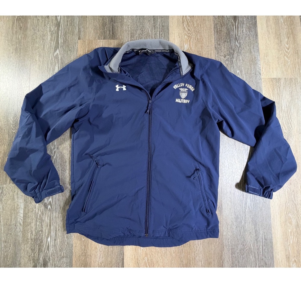 Under Armour Jacket Mens Medium Blue Valley Forge Military Windbreaker Graphic